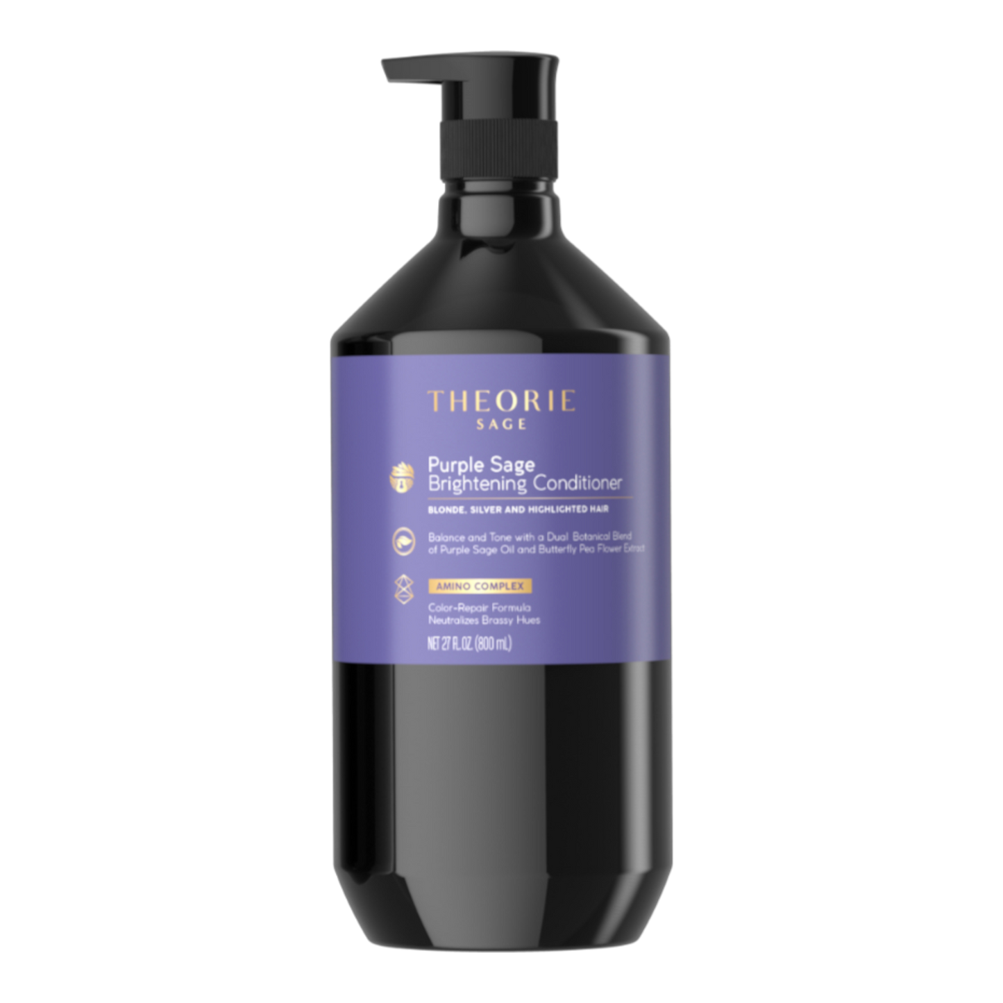 Theorie Sage Purple Sage Brightening Conditioner bottle on a white background